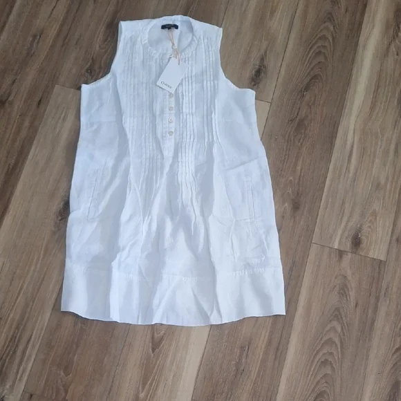 Quince 100% European Linen Sleeveless Swing Dress White XS NWT - Picture 2 of 6